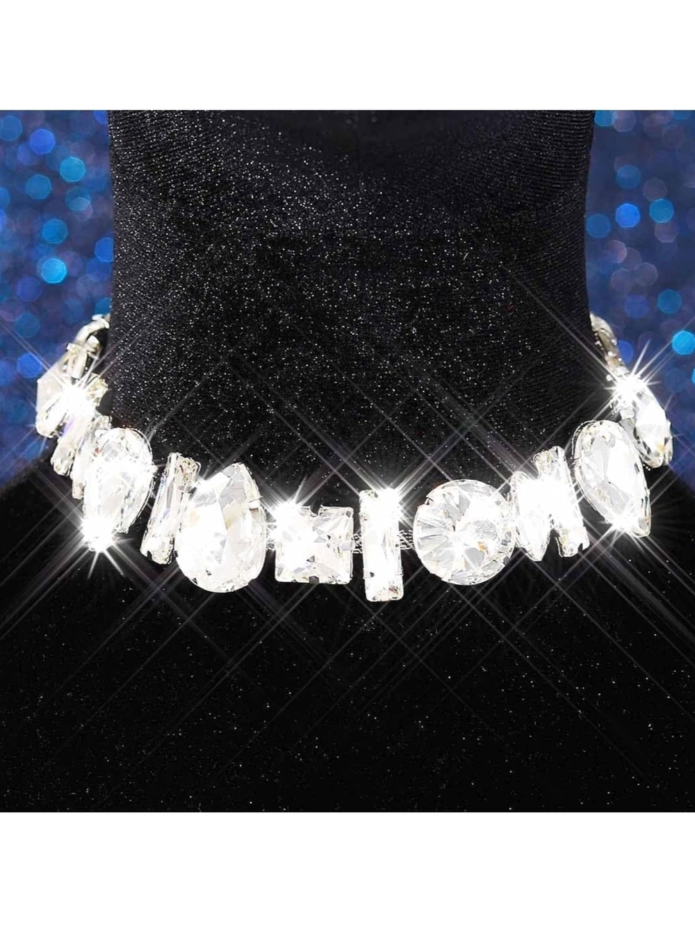 Crystal Statement Choker Necklaceโ - Clear Silver